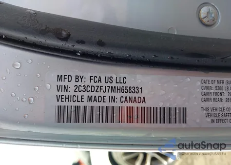 2021 Dodge Challenger R/T Scat Pack from USA, damaged, VIN 2C3CDZFJ7MH658331